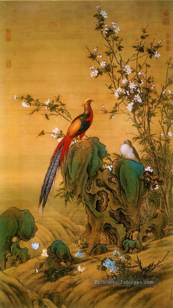 Lang brillant d’oiseaux au printemps en traditionnel Peintures à l'huile